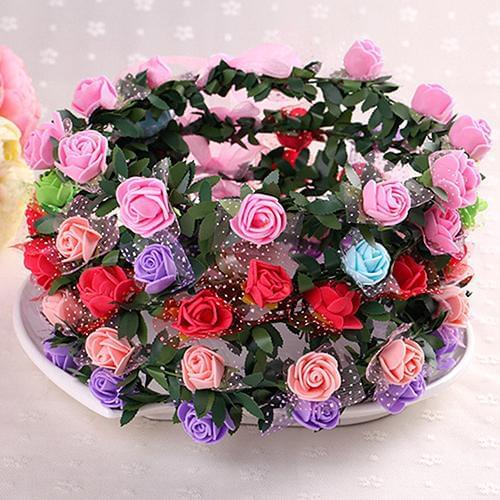 Rose Flower Crown Headband Wreath Party Wedding Bridal Garland Hairband Headwear
