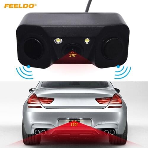 FEELDO 1Set Auto 3 in 1 Sound Alarm Reverse Backup LED Parking Radar 2 Sensors Rearview Camera Video Parking System #CT-4365