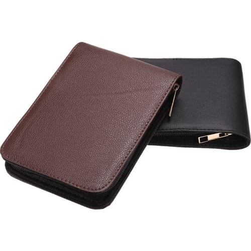 1pc 12 Pens Fountain Pen Roller Leather Case Holder Leather Zipper Black / Coffee Pen Storage Bag For Student Gift Mayitr