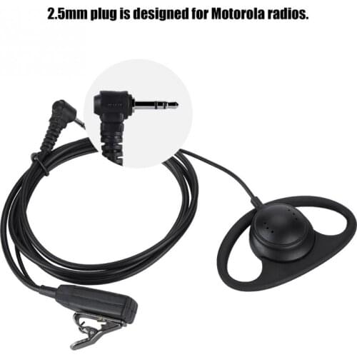 2.5mm Plug D Type Security Earhook Headset Earphone with microphone for Motorola Radios with PTT Button 2019 New