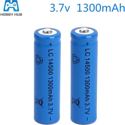 2pcs/lot 3.7V 1300mah 14500 rechargeable lipo battery for Led flashlight Efficient energy 1300 mah lighting toys 3.7 v lipo