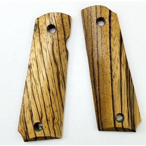 2Pieces Gun 1911 Grips Natural zebra wood Handle Grips Patch Custom Grips CNC Gun Handle Grips