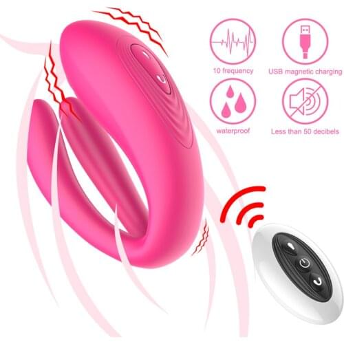 2 In 1 U Shape Wireless Vibrator Adult Sexual Toy Couple Dildo Vibrating G Spot Clitoris Stimulator Vibrators Sex Toys For Women