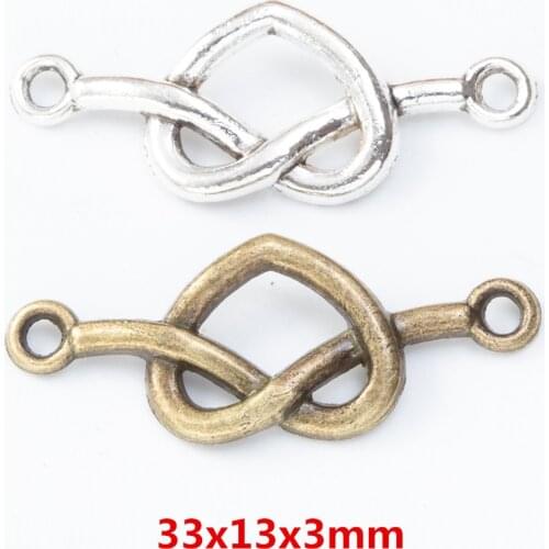 45 pieces of retro metal zinc alloy Love Double Hanging Connector pendant for DIY handmade jewelry necklace making 8009