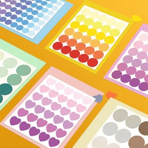 6 sheets Colorful Dots Love Heart Stickers Scrapbooking DIY Diary Album Stick Label Kawaii Stationery