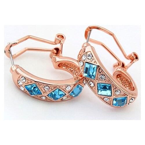 ANNGILL Hot Gold Color Women Stud Earrings Top 100% Crystals from Swarovski Vintage Semicircle Earrings Love Gifts