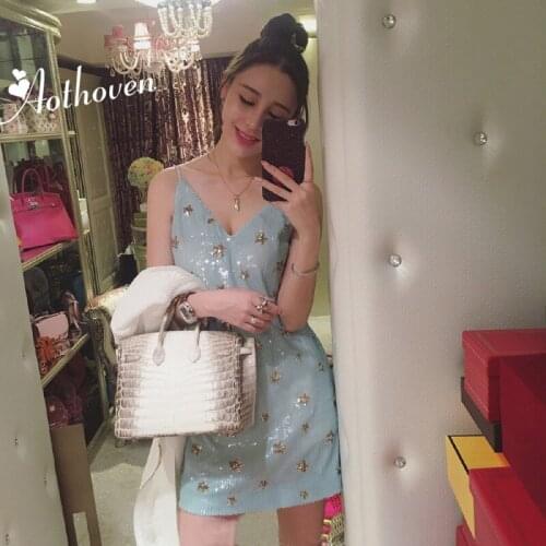 Голубые летние платья AOTHOVEN China At AliExpress