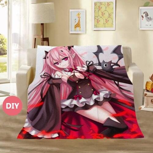 Anime Seraph Of The End Bath Towel Krul Tepes Blanket Plush Throw Warm Flannel Blanket Hiiragi Shinoa DIY Custom Home Textiles