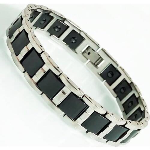 Black Ceramic Stainless Steel On Hand Bracelets Man Gold Plated Jewelry Women Healthy Magnetic Therapy Bangles Friendship Gifts