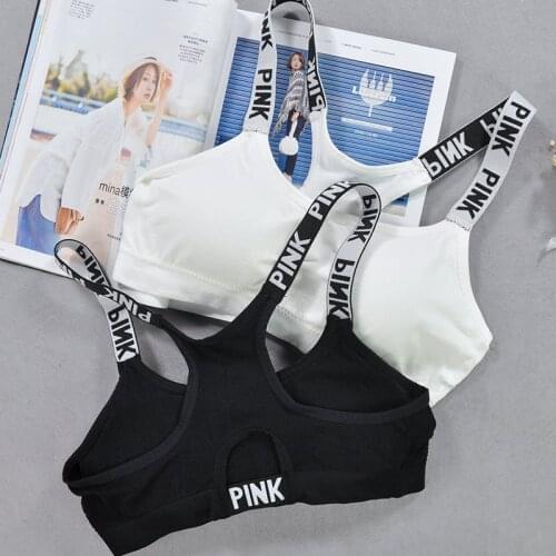 Pink Womens Letter Push Up Cotton Bras Fitness Sexy Womens Bralette Sports Top Comfort Woman Underwear Lingerie Bras Bra