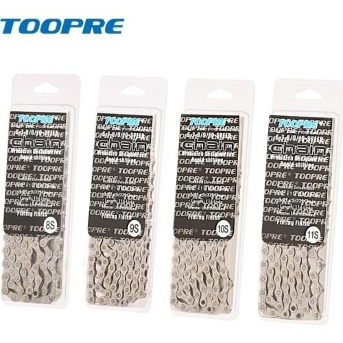 Toopre Mountain Bike Chain 6 7 8 9 10 11 12 Speed MTB Bike Electroplated Silver Chain Road Bicycle Chains Part 116 Links