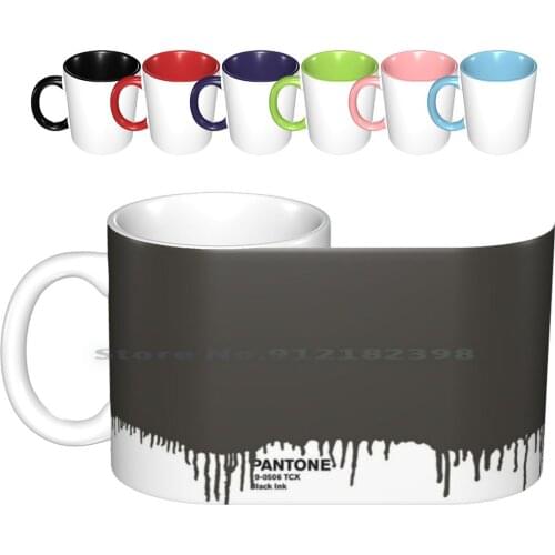 Black Ink Pantone Ceramic Mugs Coffee Cups Milk Tea Mug Color Colored Colorful Colour Coloured Colourful Cover Decorative