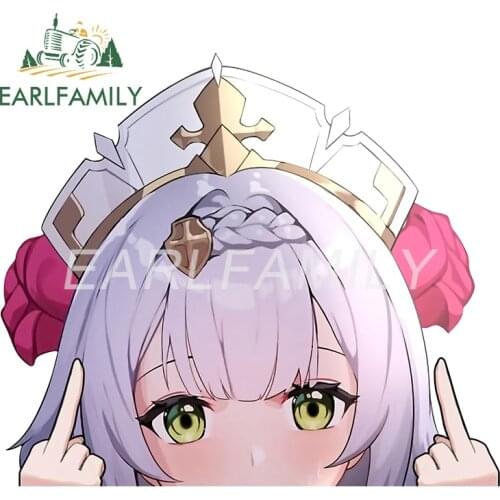 EARLFAMILY 13cm x 11.3cm for Genshin Impact Car Accessoires Stickers Anime Decal Motorcycle Funny Camper Vinyl Car Wrap Decor
