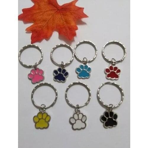 Enamel Dog&Cats Footprints Vintage Silvers Charms Mixed Keychain For Keys Ring DIY Key Chain DIY Accessories 50pcs D263