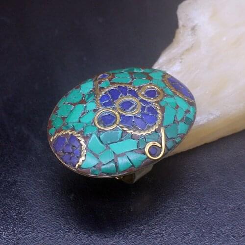 Gemstonefactory Jewelry Big Promotion Single Unique Yellow Gold Plated Malachite Women Men Fashion Gifts Rings 8# 20212537