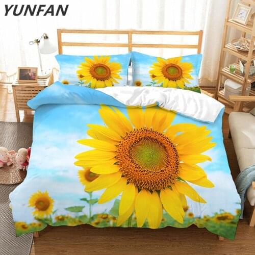 Sunflower 3D Bedding sets twin full queen king Quilt Cover Pillow Case 3pcs single double duvet cover sets fashion bedclothes