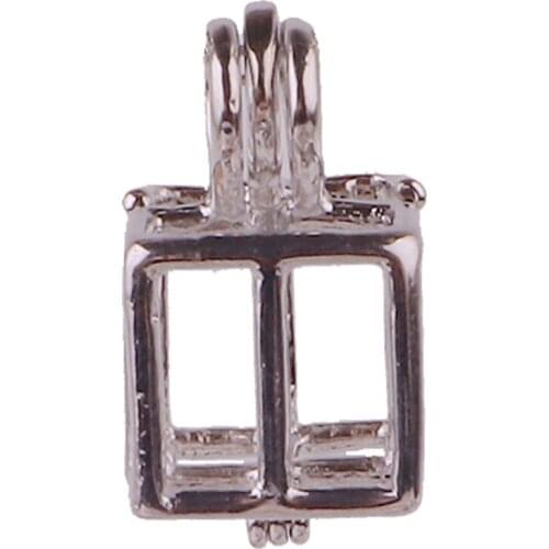 5pcs Dull Silver copper Square cube can be opened Beads Pearl Cage Pendant Locket Fairytale Party Essential Oil Diffuser