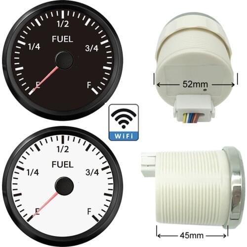 New Wifi Fuel Level Gauge 52MM SUS316 Stainless Steel Bezel Oil Tank Meter 0-75ohm 10-180ohm 240-33ohm White LED Marine Boat Car
