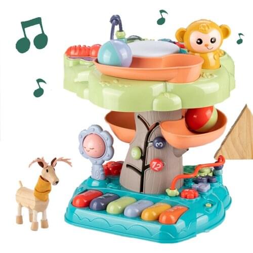 Infant Early Education Parent-child Music Game Table for Children Multifunctional Knock on Piano Tambourine Educational Toy Gift