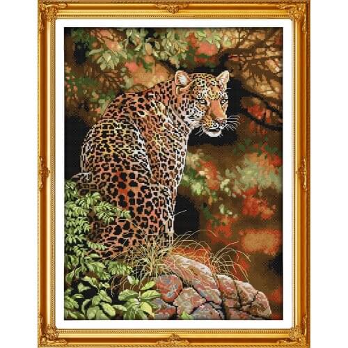 Cheetah (2) cross stitch kit 14ct 11ct pre stamped canvas cross stitching animal embroidery DIY handmade needlework