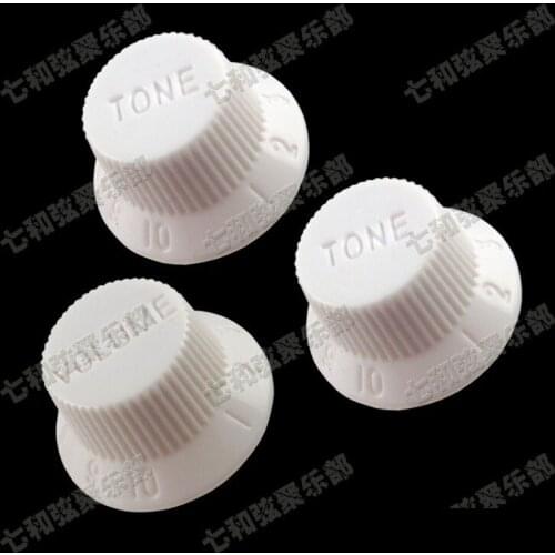 A set of 3 pcs White Guitar Control Knobs for Electric Guitar (1 Volume & 2 Tone) Figures do not fill color
