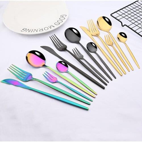 20Pcs Gold Dinnerware Set Stainless Steel Steak Knife Cake Fork Coffee Spoon Flatware Dishwasher Safe Kitchen Tableware Set