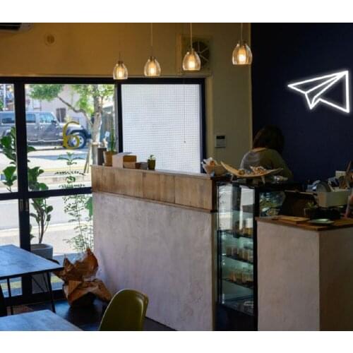 Custom Paper Airplane Neon Sign Led Flex Transparent Acrylic Light Decoration Window Wall Hanging for Home Room Bedroom Shop