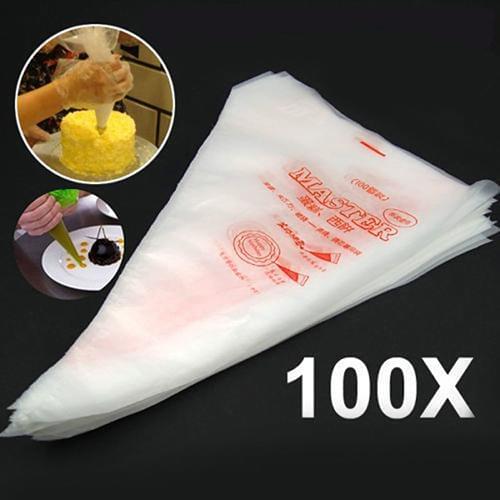 100Pcs Non-toxic Plastic Disposable Icing Bags Cake Cream Decorating Piping Bags Cake Cream bag Decorating Pastry Tip Tool