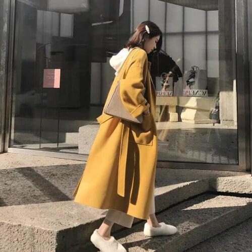 2021 new designer classic coat double-faced cashmere coat long woolen coat female fashion warm coat winter outerwear quality