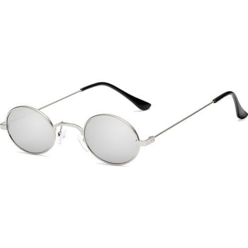 New Vintage Small Oval Sunglasses Women Men Brand Design Retro Metal Frame Red Grey Lens Round Vvintage Sun Glasses UV400 353