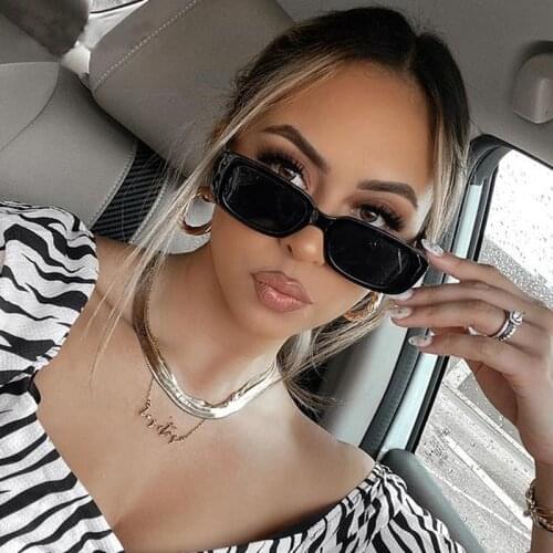 Brand Small Square Sunglasses Women Fashion Designer Rectangle Sun Glasses Female Vintage Black Eyewear Ladies Driving Goggles