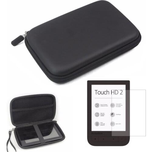 Outdoor Traveling Protect Portable Case Bag Pouch + LCD Screen Protector Shield Film for e-Reader PocketBook 631 Touch HD 2