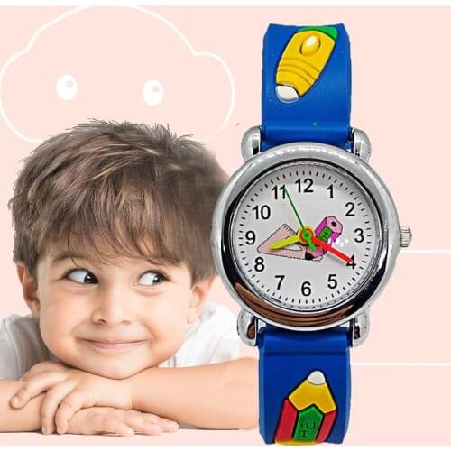 Durable Kids Watch Primary and secondary school students triangle ruler pencil childrens watches Child watch Boys Girls Clock