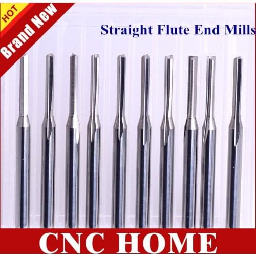 10pcs 3.175*2.0*12MM Two 2 Flute Straight End Mill CNC Milling Cutter Carbide CNC Router Bit for Wood Engraving CNC Machine