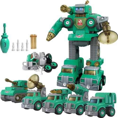 Transformation Robot Toy 5-in-1 Action Robot Toy ABS Plastic Educational Children Action Figure Playset