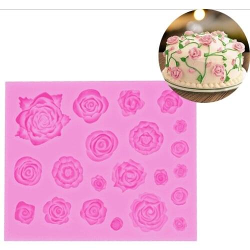 Rose Flower Silicone Molds Wedding Cupcake Topper Fondant Cake Decorating Tools Sugarcraft Candy Clay Chocolate Gumpaste Moulds
