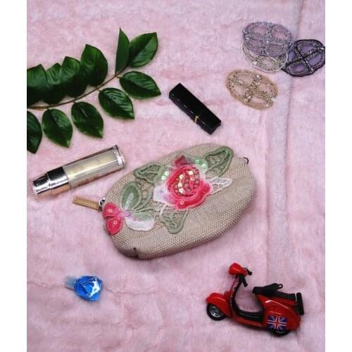 2019 Hand Made New design Handbag Ladies bags Dye Embroidery Rose/Butterfly sequin 2 in 1 Purse Chain shoulder girl Cosmetic bag