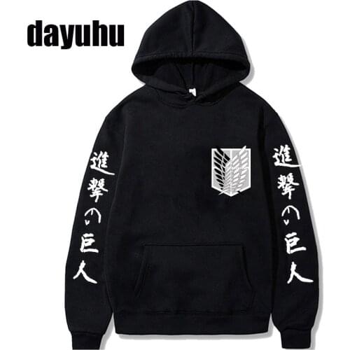 Shingeki No Kyojin Japanese Anime Hoodies Men Harajuku Attack on Titan Graphic Sweatshirt Titans Attack Unisex Manga Male 90s