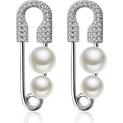 New Trendy Zirconia Geometric Earrings white Pearl Stud Earrings For Women Korean Jewelry Wedding Party