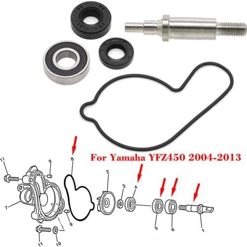 Water Pump Impeller Shaft Seal Bearing Gasket For Yamaha YZF 450 YZF450 YZ450F WR450F 2004-2013 Replace 5GR-12458-00-00