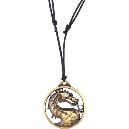 Vintage Dragon Charm Pendant Movie Necklace Fighting Games Mortal Kombat Necklace