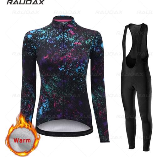 DHB 2020 Womens Cycling Clothing Long Sleeve Jersey Set Ropa Ciclismo Bicycle MTB Thermal Fleece Women Winter Cycling Clothes