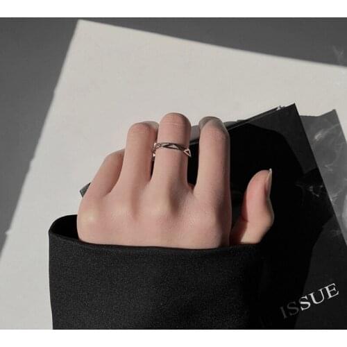 U-Magical Korean Fashion Irregular Geometrical Open Ring for Women High Street Silver Color Adjustable Index Finger Ring Jewelry