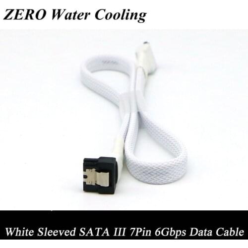 1pcs 45cm / 60cm Black, White, Red, Blue, Green, Carbon Sleeved SATA III 6Gbps 7Pin Right Angle to Straight cable