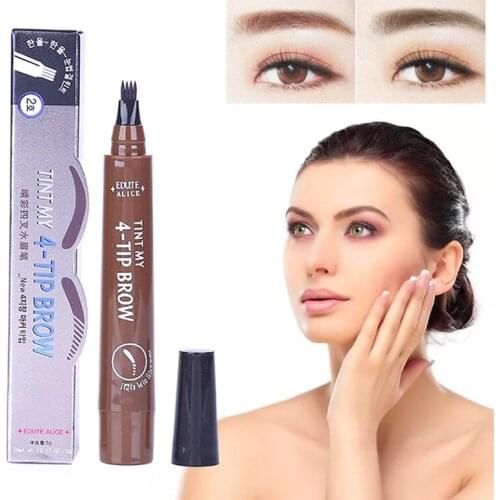 1pc 5colors Liquid Eyebrow Pen Four-claw Eyebrow Tattoo Tint Waterproof Eyebrow Pencil Brown Black Grey Brush Cosmetics TSLM1