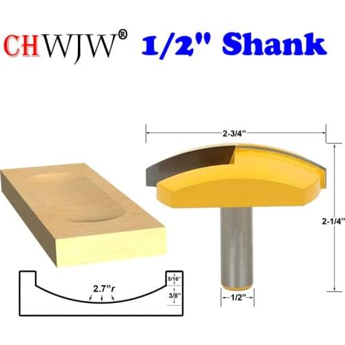 1pc 1/2" Shank Large Bowl Router Bit - 2.7" Radius - 2-3/4" Wide For Woodworking Cutting Tool - Chwjw 16172