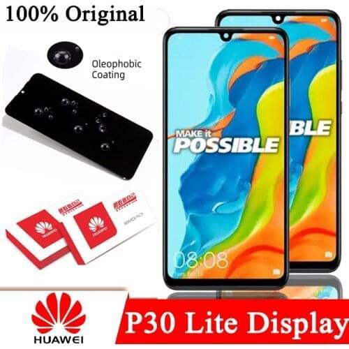100% Original 6.15'' Display with frame for Huawei P30 Lite LCD Touch Screen Digitizer Assembly MAR-LX1 LX2 AL01 Repair Parts