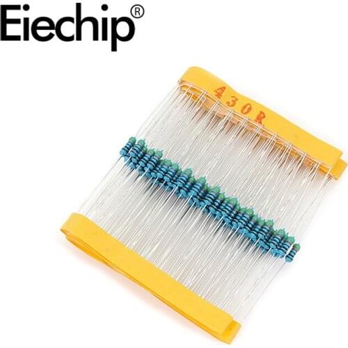 100pcs/lot 1/4W 1% Metal film resistor 430R 0.25W resistance 430 ohm Throught Hole