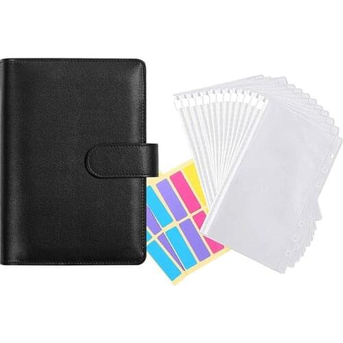 12 Pieces of Transparent Plastic A6 Binder Envelopes,Waterproof Cash Budget Envelope System,with Label Stickers