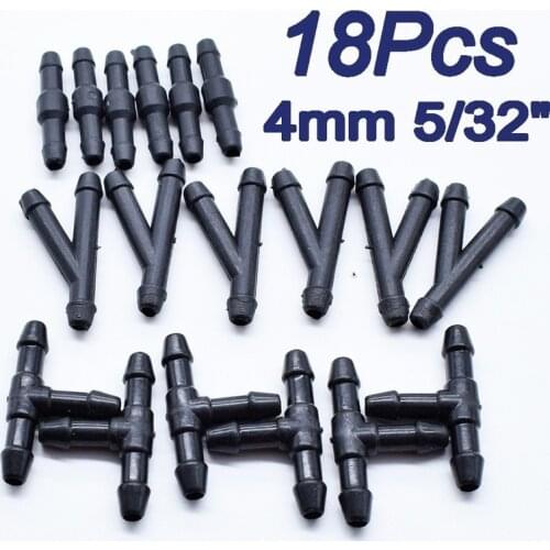 18PCS Windscreen Washer Joiner Pipe Connector T Piece Straight Tee 3 Way Y Piece Air Air Fuel Water Wiper Washer Nozzle Hose